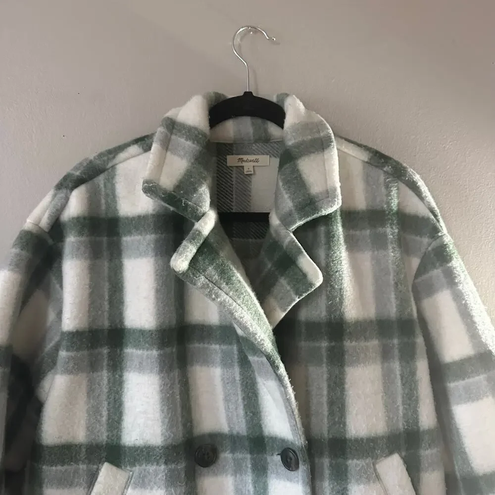 Madewell Jacquard Double-Breasted Crop Blazer in Plaid Size S